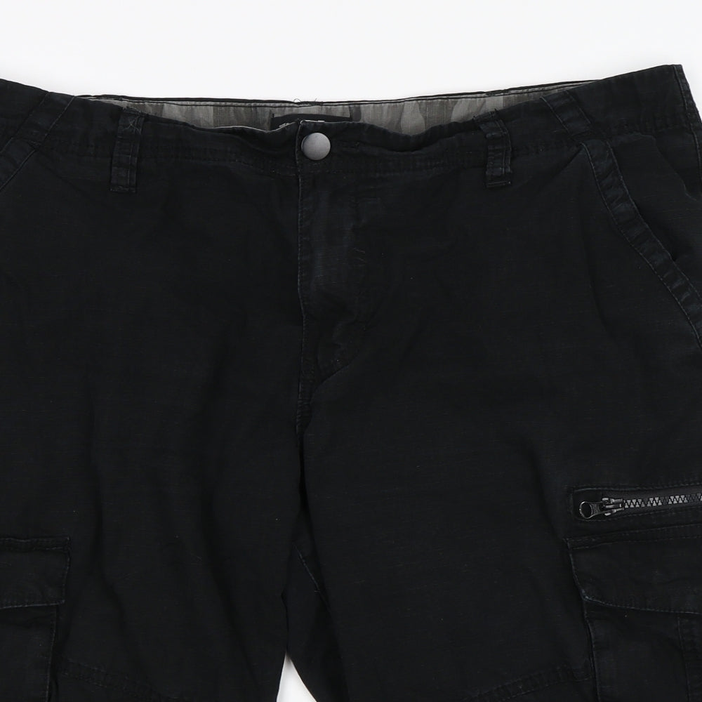 F&F Mens Black   Cargo Shorts Size 40