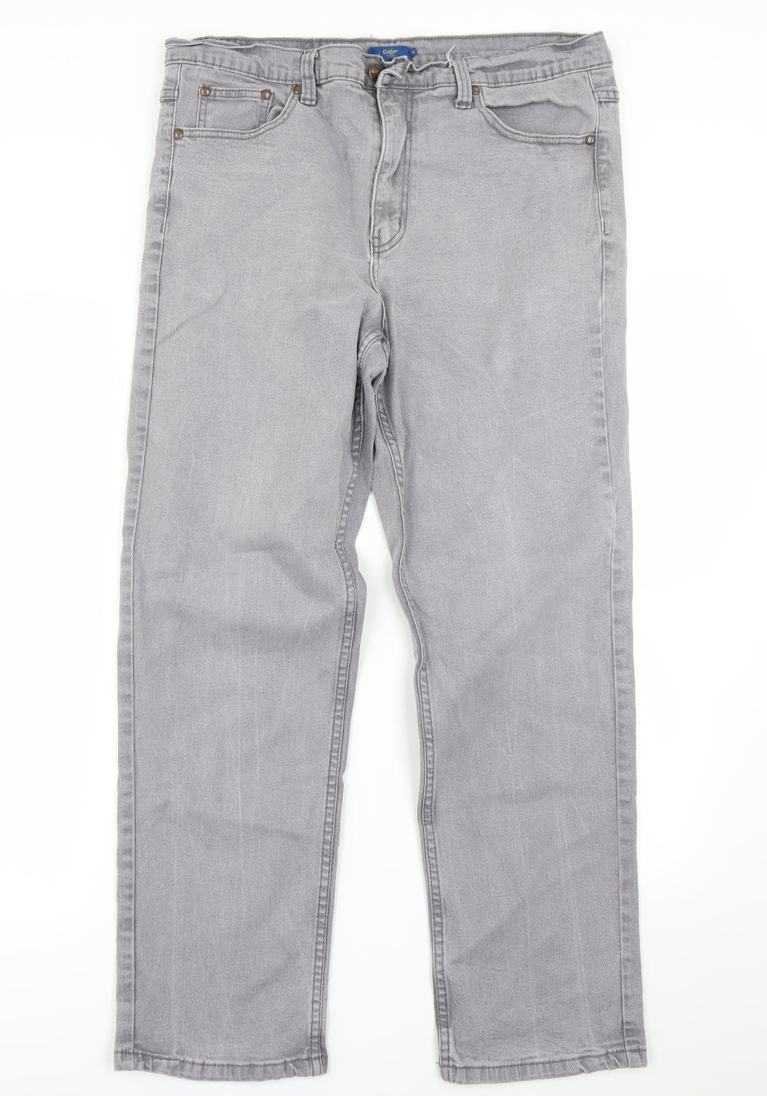 Cotton Traders Womens Grey   Straight Jeans Size 18 L29 in