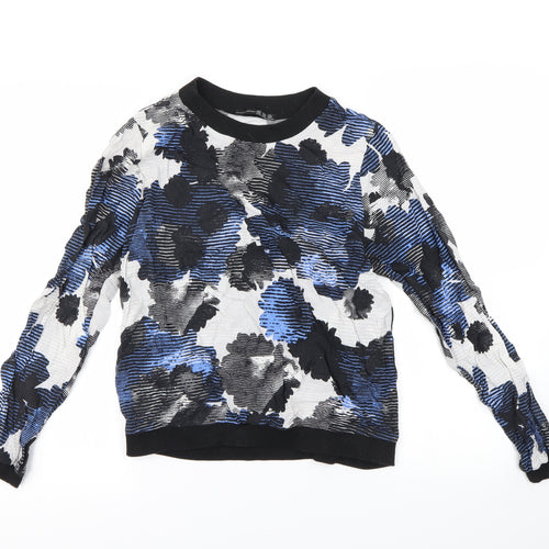 Atmoshere Womens Blue Floral  Pullover Sweatshirt Size 10