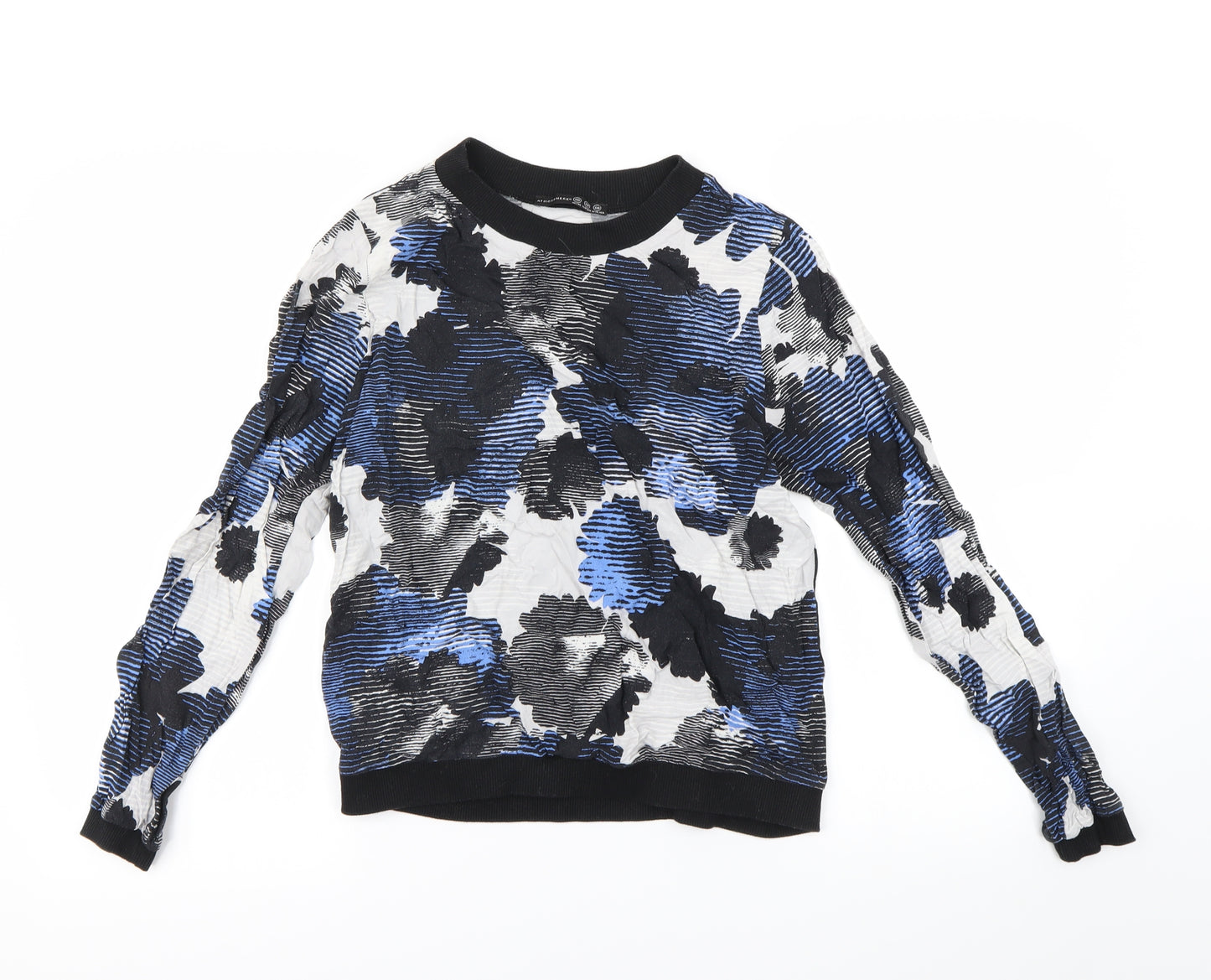 Atmoshere Womens Blue Floral  Pullover Sweatshirt Size 10