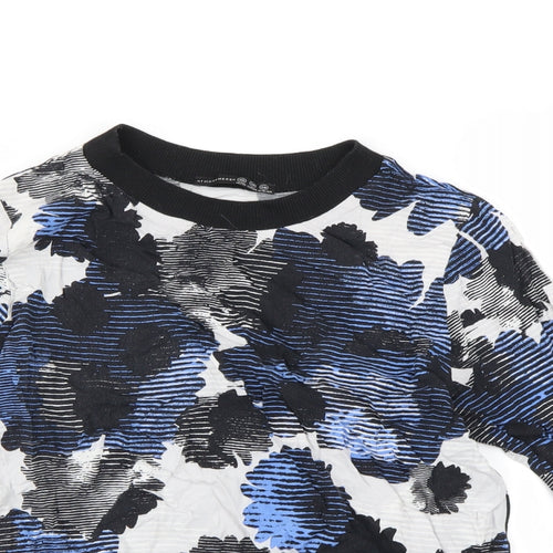 Atmoshere Womens Blue Floral  Pullover Sweatshirt Size 10