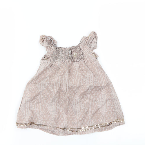 F&F Girls Brown Geometric  Basic Blouse Size 3-4 Years