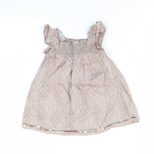 F&F Girls Brown Geometric  Basic Blouse Size 3-4 Years
