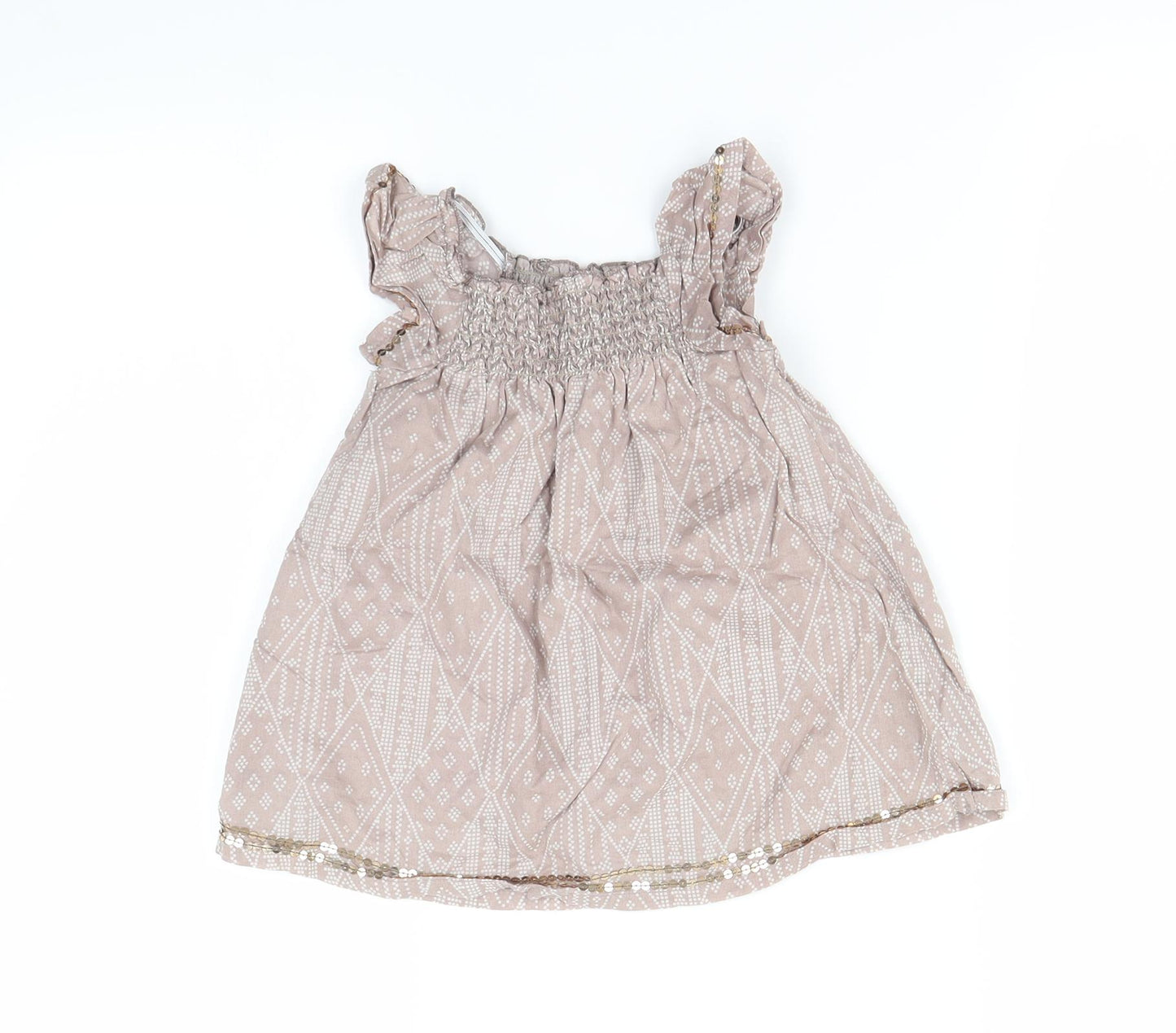 F&F Girls Brown Geometric  Basic Blouse Size 3-4 Years