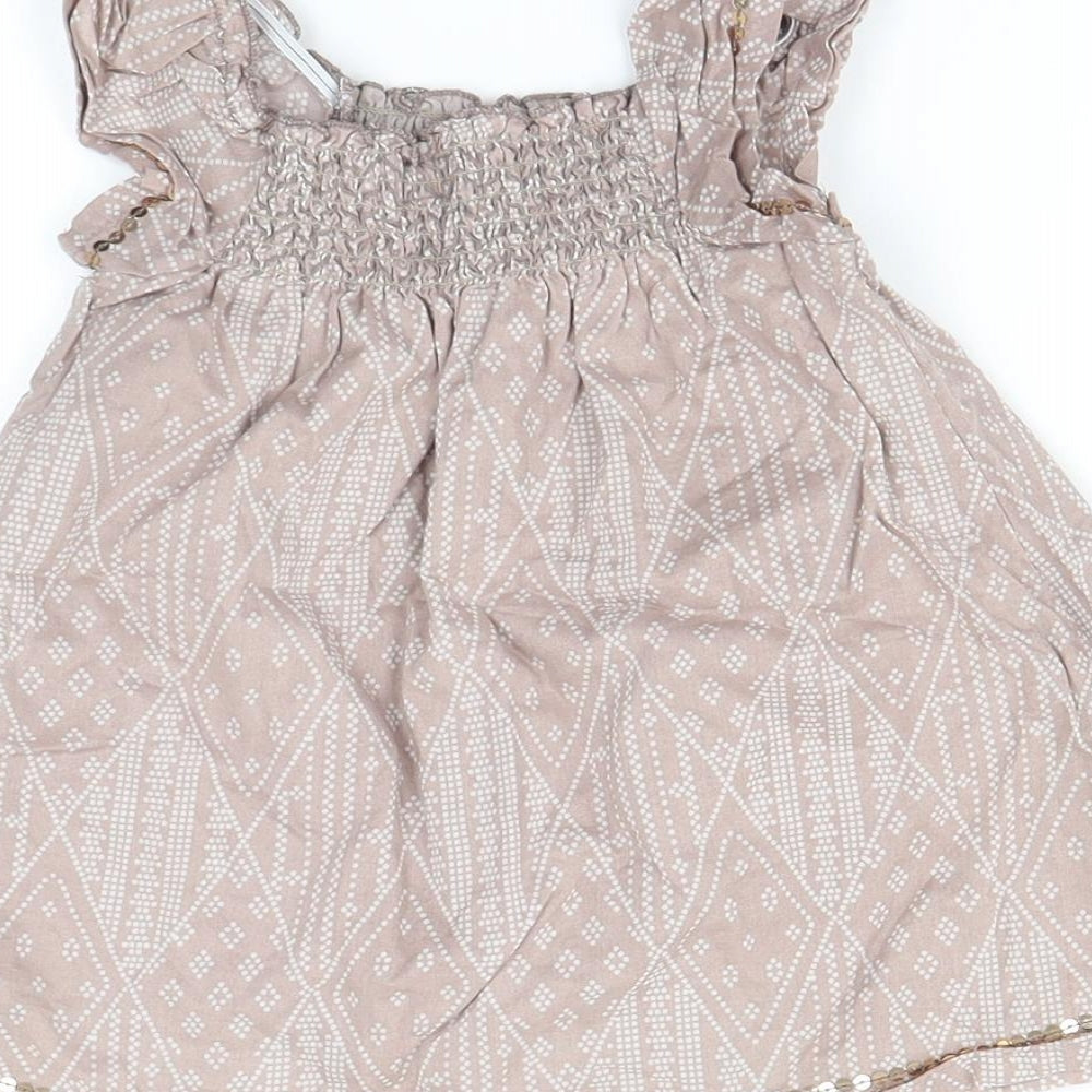 F&F Girls Brown Geometric  Basic Blouse Size 3-4 Years