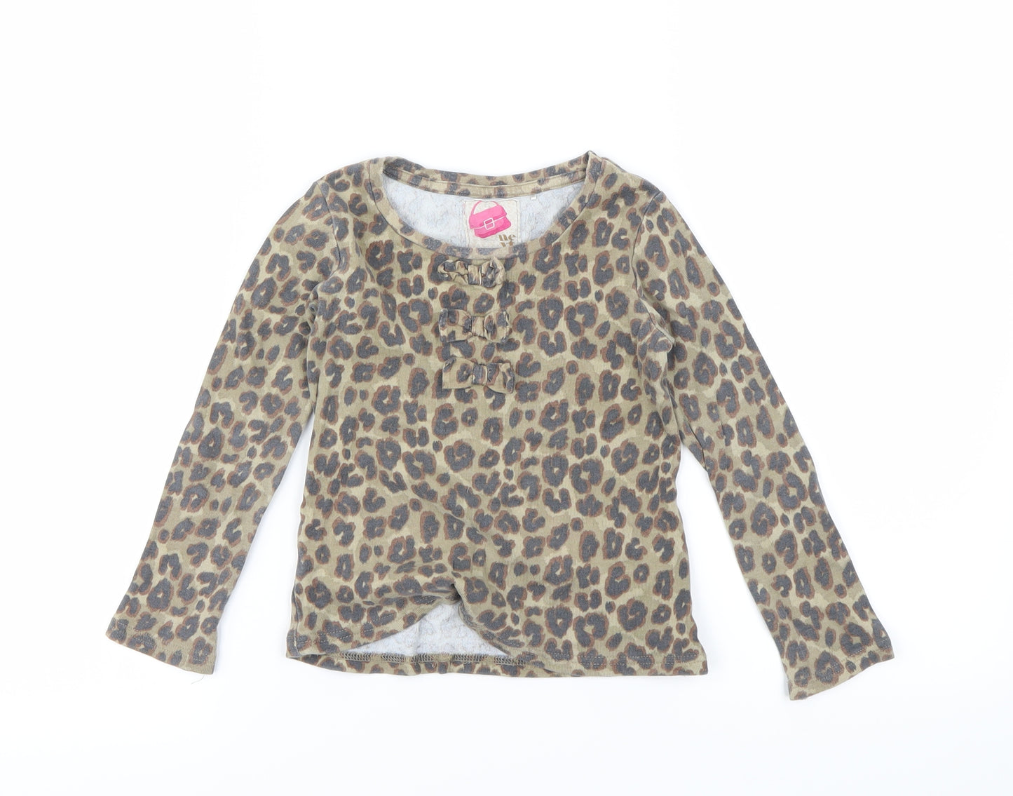 Next  Girls Beige Animal Print  Basic T-Shirt Size 4-5 Years