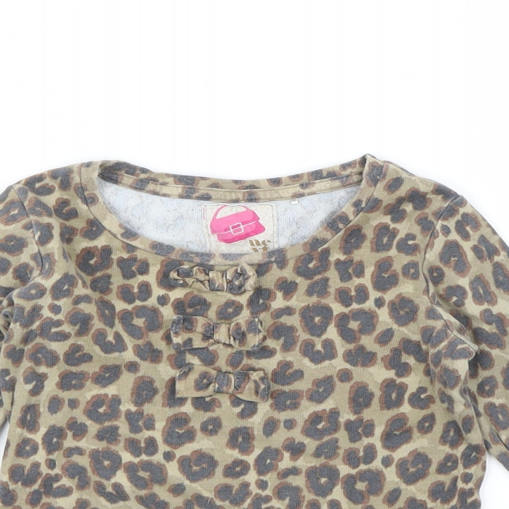 Next  Girls Beige Animal Print  Basic T-Shirt Size 4-5 Years