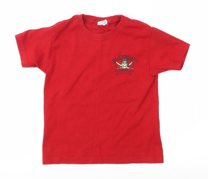 black beards Boys Red Basic T-Shirt Size S