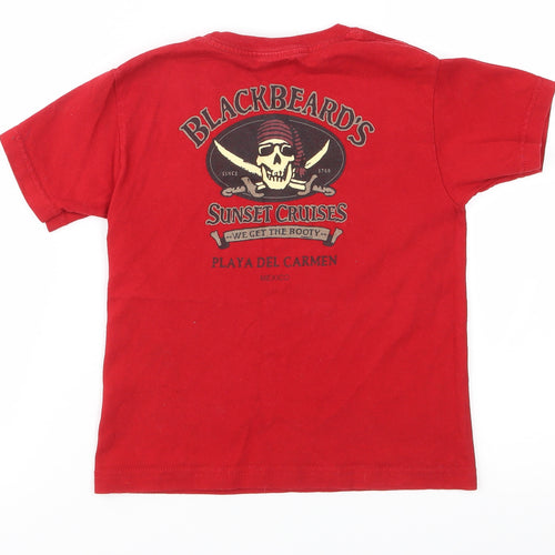 black beards Boys Red   Basic T-Shirt Size S