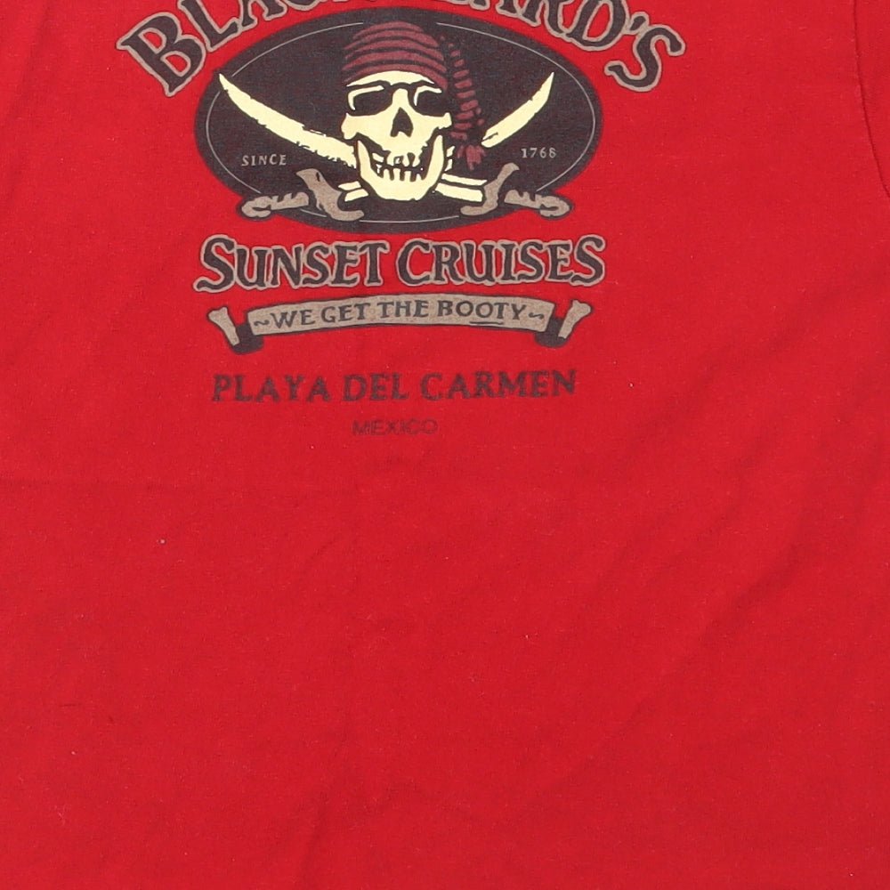 black beards Boys Red   Basic T-Shirt Size S
