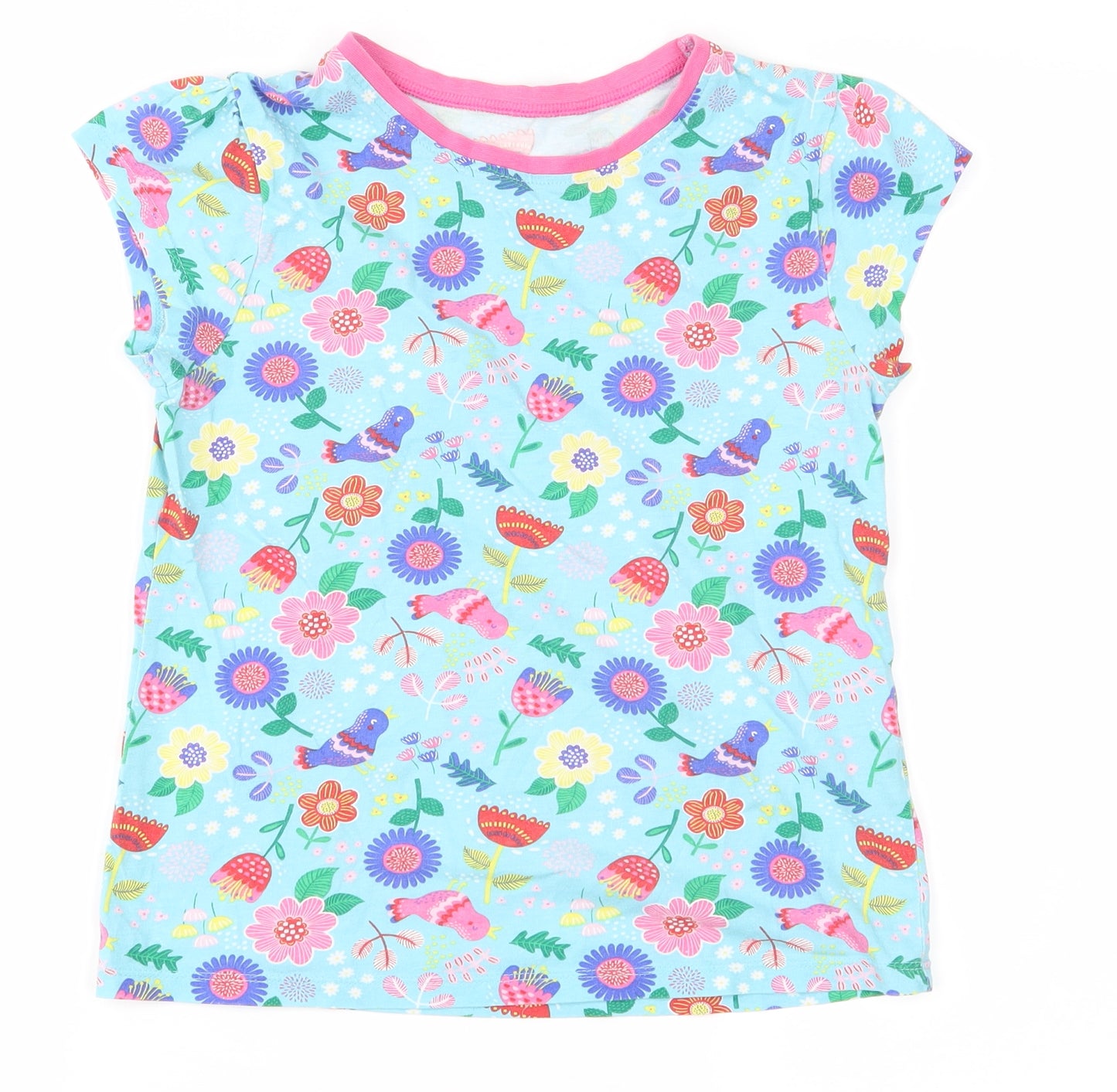 George Girls Blue Floral  Basic T-Shirt Size 7-8 Years