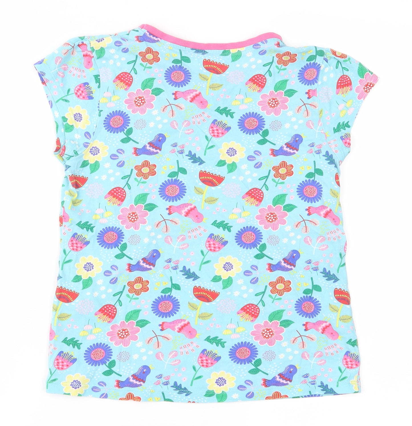 George Girls Blue Floral  Basic T-Shirt Size 7-8 Years