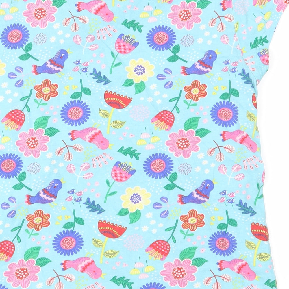 George Girls Blue Floral  Basic T-Shirt Size 7-8 Years