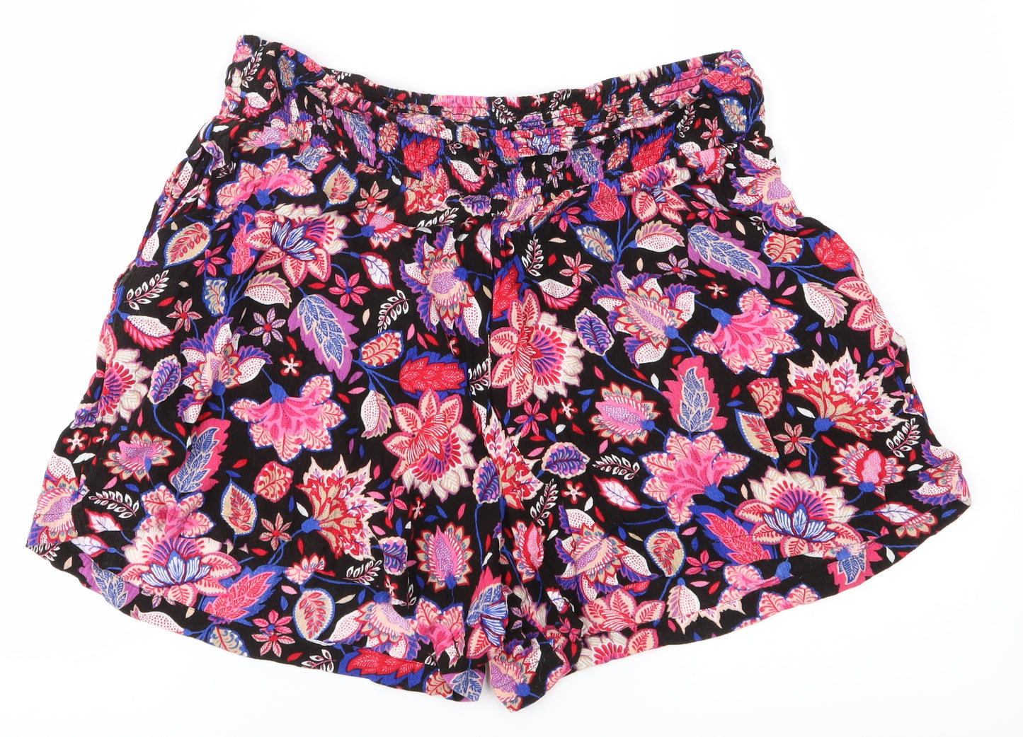CAPSULE Womens Black Floral  Hot Pants Shorts Size 14