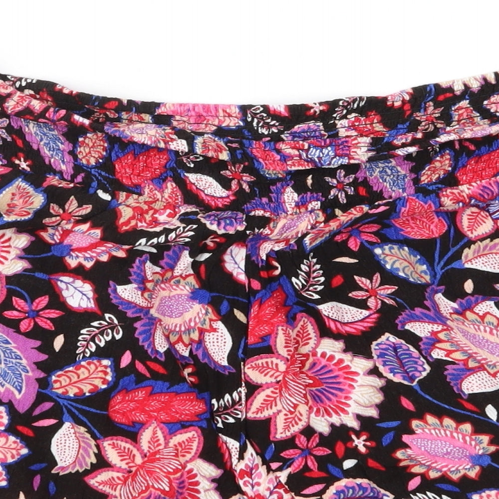 CAPSULE Womens Black Floral  Hot Pants Shorts Size 14