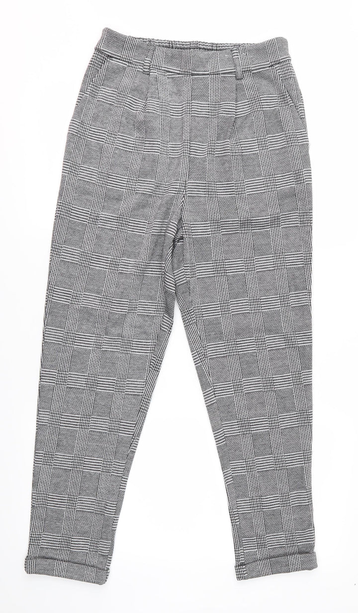 F&F Womens Black Plaid Trousers Size 10 L25 in