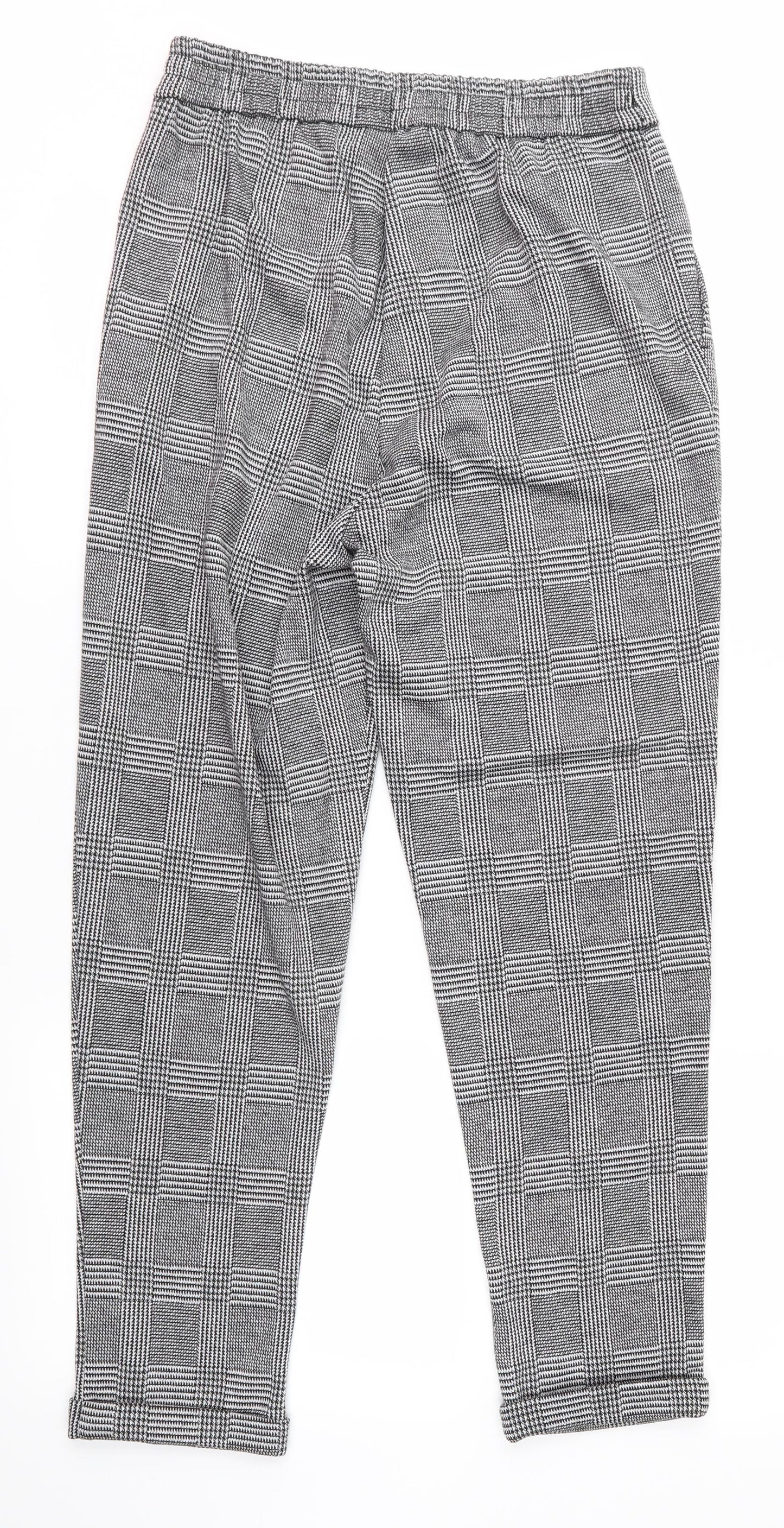 F&F Womens Black Plaid  Trousers  Size 10 L25 in