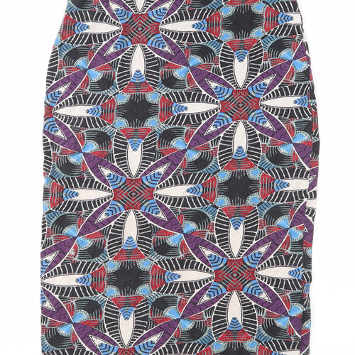 New Look Womens Black Geometric  A-Line Skirt Size 8