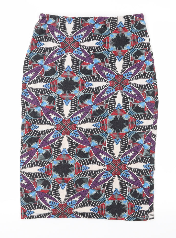 New Look Womens Black Geometric A-Line Skirt Size 8