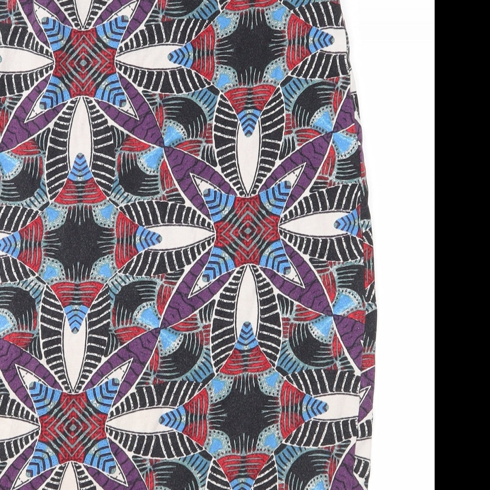 New Look Womens Black Geometric  A-Line Skirt Size 8