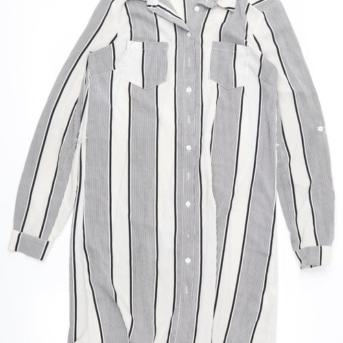 CAMEO ROSE Womens Ivory Striped  Basic Button-Up Size 8
