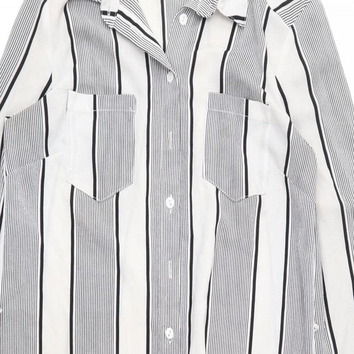 CAMEO ROSE Womens Ivory Striped  Basic Button-Up Size 8