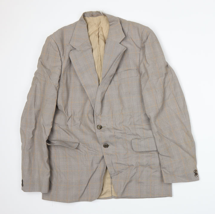 Preworn Mens Beige Plaid  Jacket Suit Jacket Size M