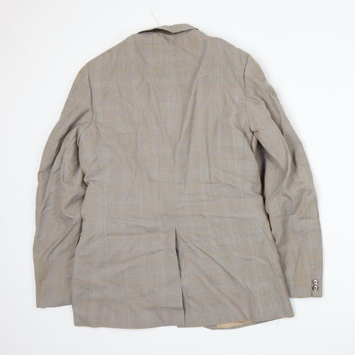 Preworn Mens Beige Plaid  Jacket Suit Jacket Size M