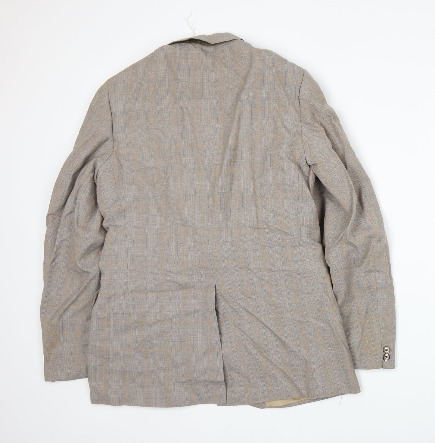 Preworn Mens Beige Plaid  Jacket Suit Jacket Size M