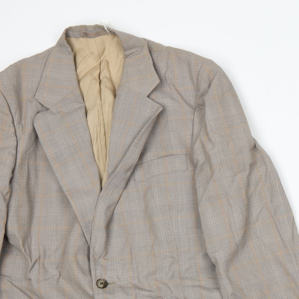 Preworn Mens Beige Plaid  Jacket Suit Jacket Size M