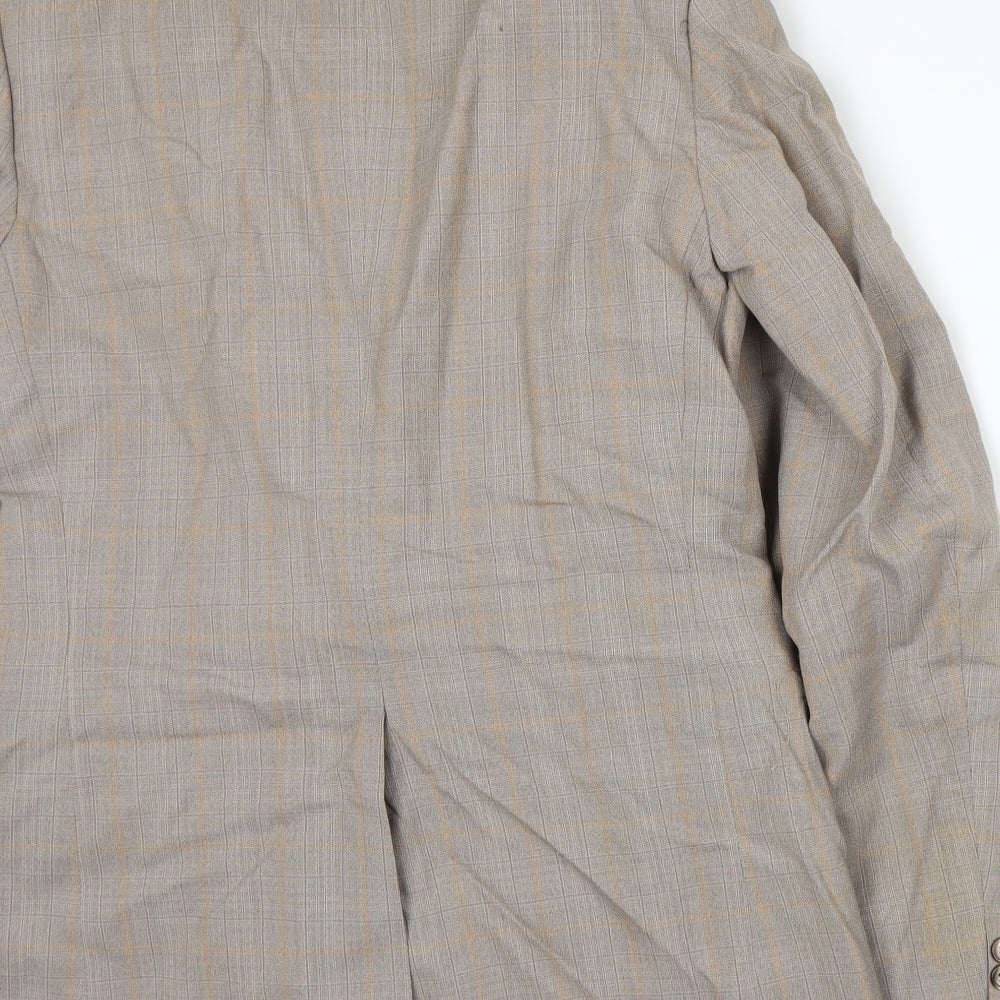 Preworn Mens Beige Plaid  Jacket Suit Jacket Size M