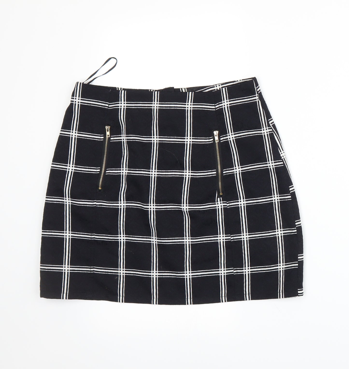 Urmoda Womens Black Plaid  A-Line Skirt Size XS