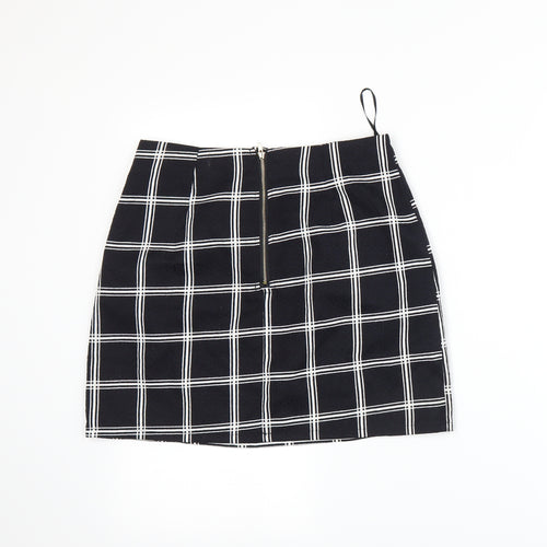 Urmoda Womens Black Plaid  A-Line Skirt Size XS