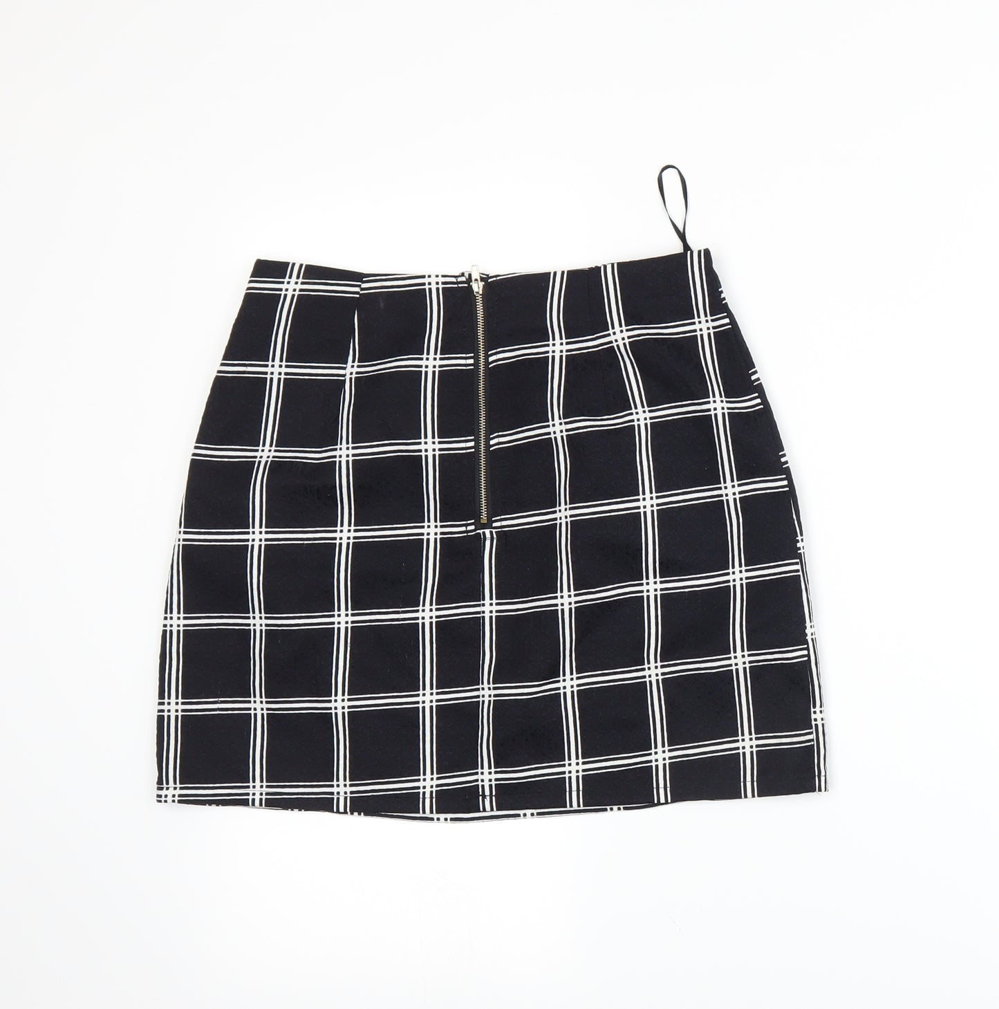 Urmoda Womens Black Plaid  A-Line Skirt Size XS