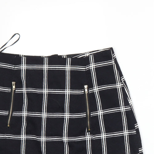Urmoda Womens Black Plaid  A-Line Skirt Size XS