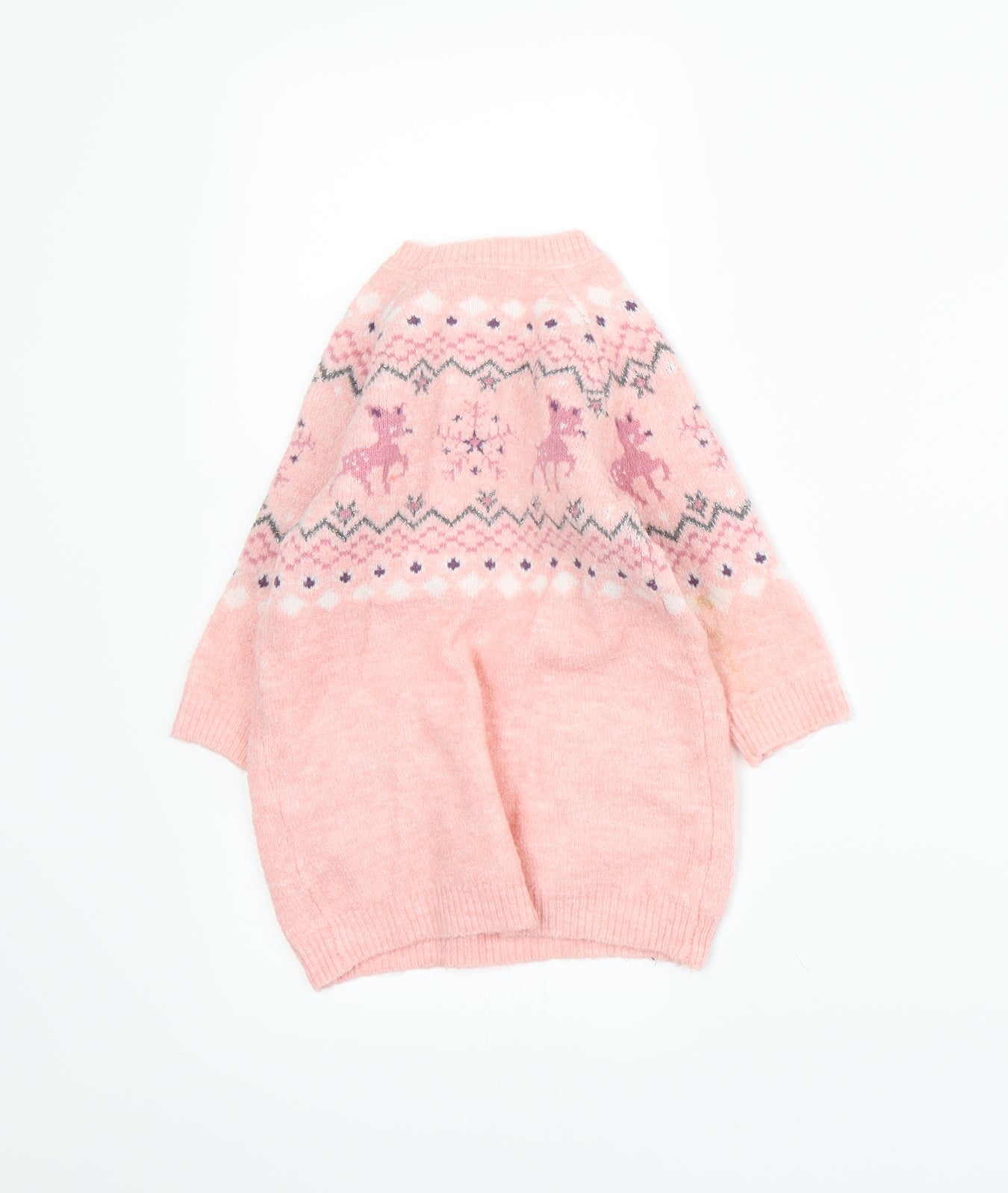 Nutmeg Girls Pink Fair Isle  Pullover Jumper Size 12-18 Months