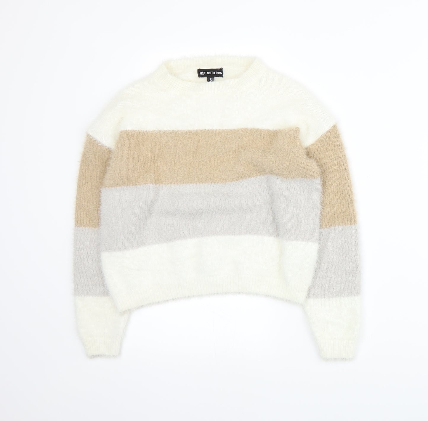 PRETTYLITTLETHING Womens Beige Striped  Pullover Jumper Size S