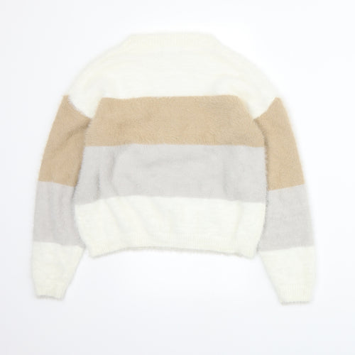 PRETTYLITTLETHING Womens Beige Striped  Pullover Jumper Size S