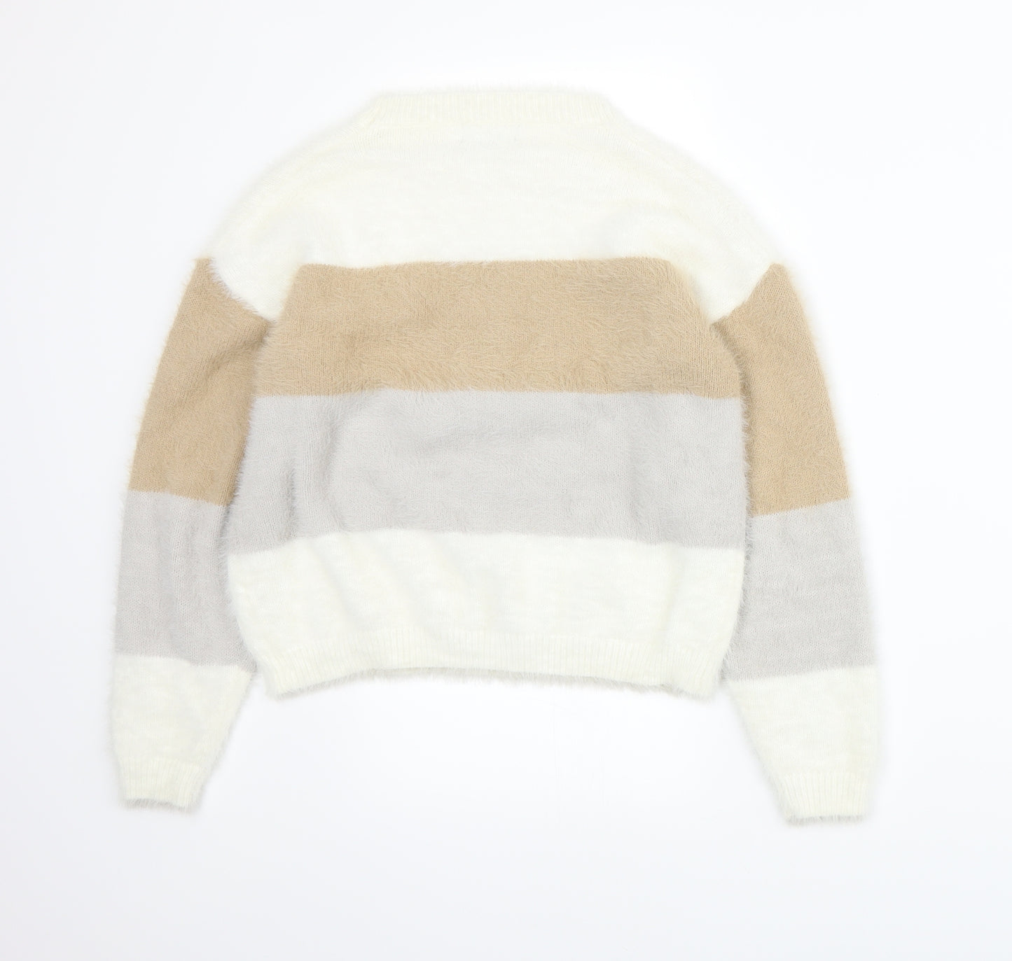 PRETTYLITTLETHING Womens Beige Striped  Pullover Jumper Size S