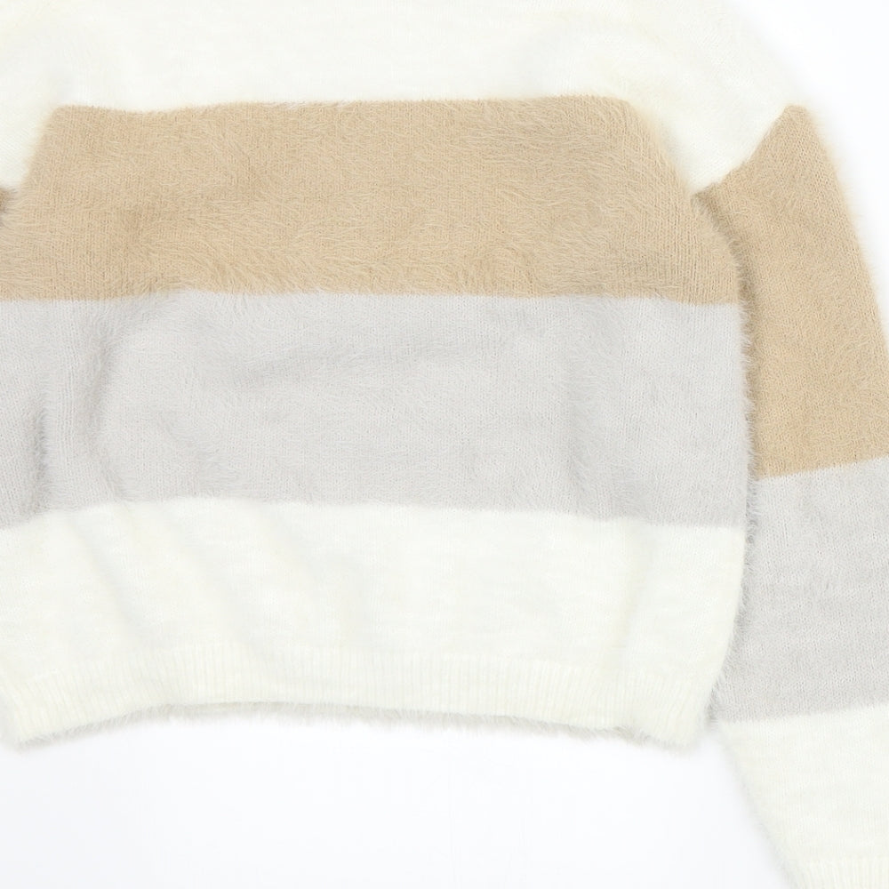 PRETTYLITTLETHING Womens Beige Striped  Pullover Jumper Size S