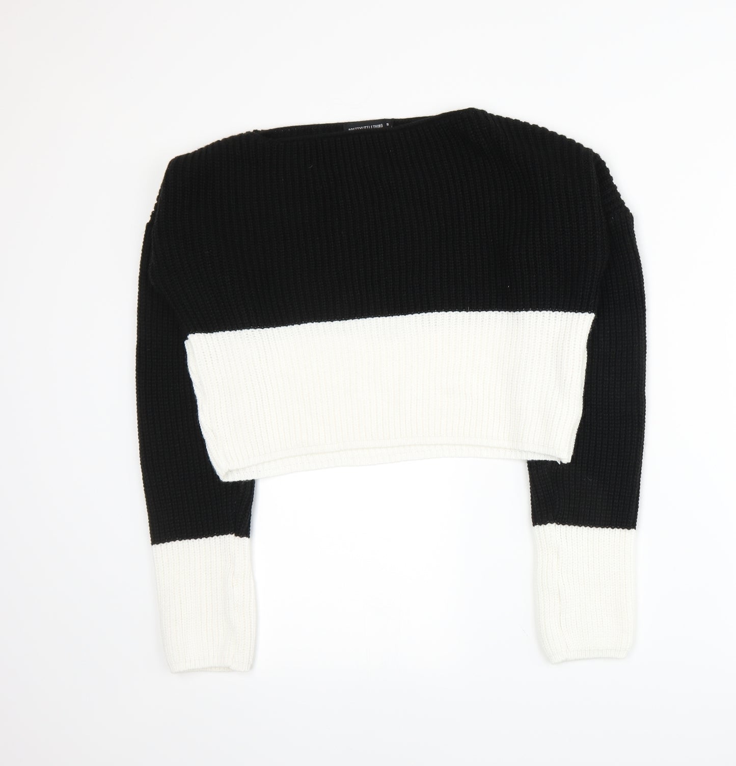 PRETTYLITTLETHING Womens Black  Knit Pullover Jumper Size S