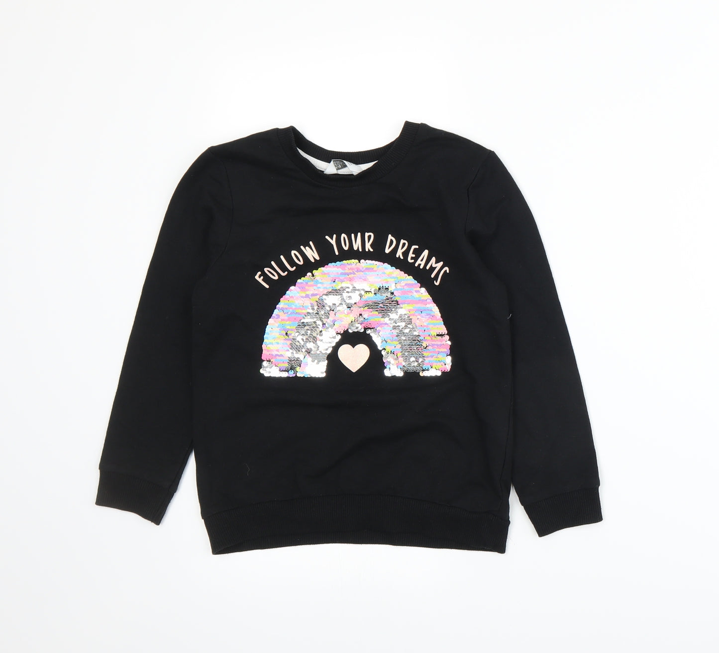 Primark Girls Black   Pullover Sweatshirt Size 6-7 Years