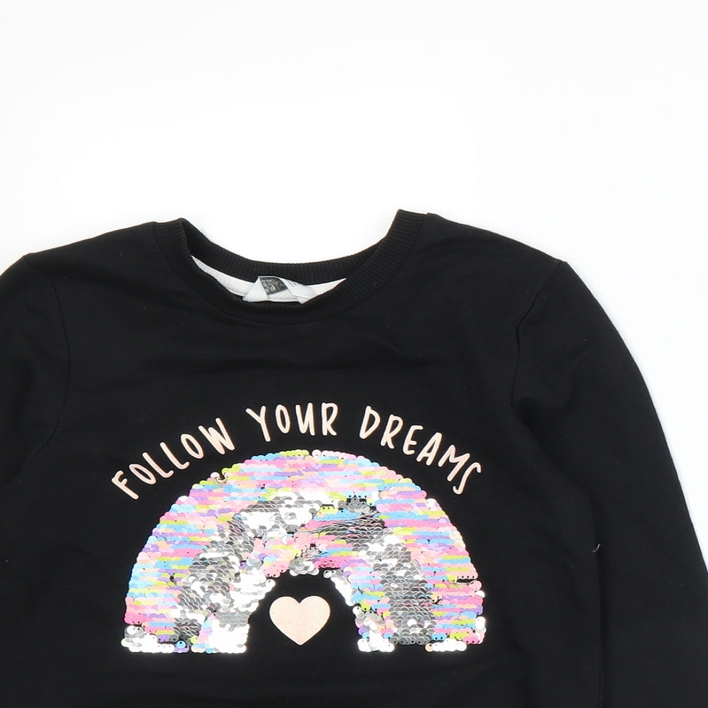 Primark Girls Black   Pullover Sweatshirt Size 6-7 Years