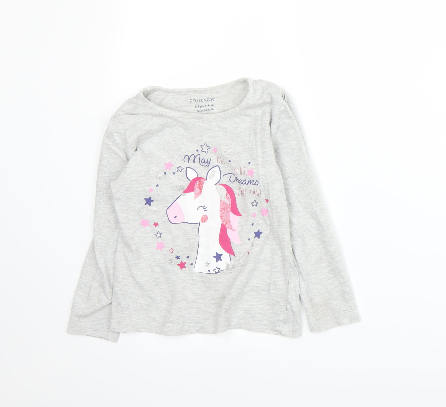 Primark Girls Grey   Basic T-Shirt Size 5-6 Years