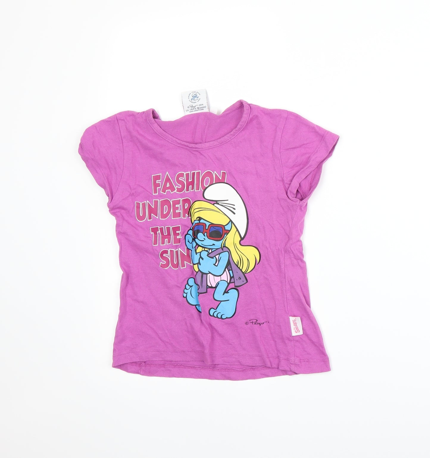 The Smurfs Girls Purple   Basic T-Shirt Size 8-9 Years
