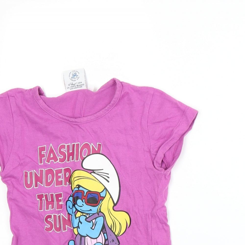 The Smurfs Girls Purple   Basic T-Shirt Size 8-9 Years