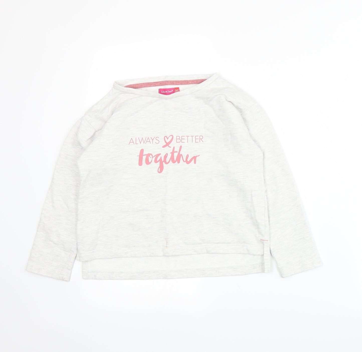 Lily & Dan Girls Grey  Jersey Pullover Sweatshirt Size 8-9 Years