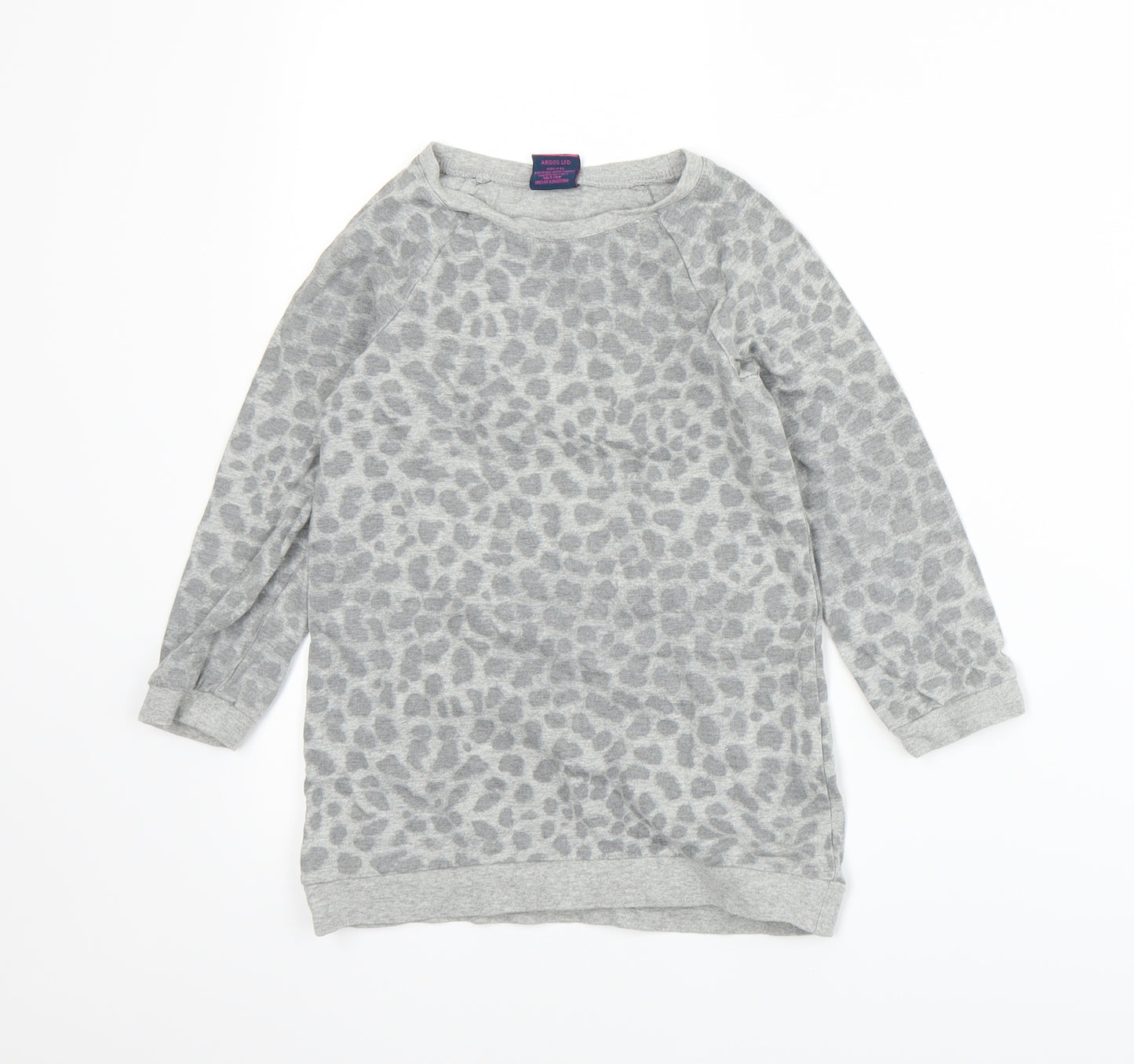 Emma Runton Girls Grey Animal Print Jersey Pullover Sweatshirt Size 5-6 Years