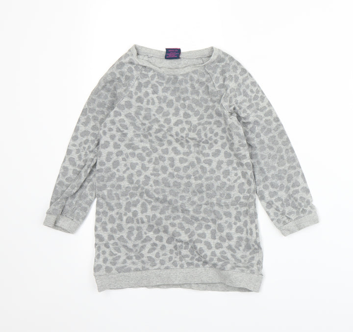 Emma Runton Girls Grey Animal Print Jersey Pullover Sweatshirt Size 5-6 Years