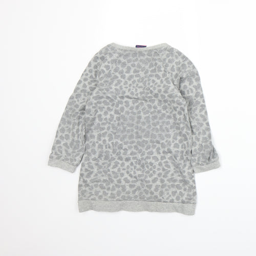Emma Runton Girls Grey Animal Print Jersey Pullover Sweatshirt Size 5-6 Years